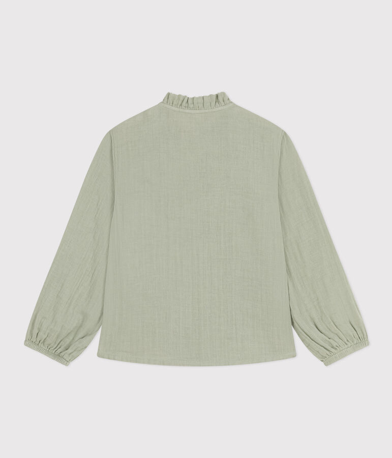 Blusa in garza di cotone bambina verde