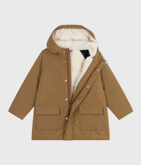 Parka bambino lunghezza midi tinta unita marrone ROCHE