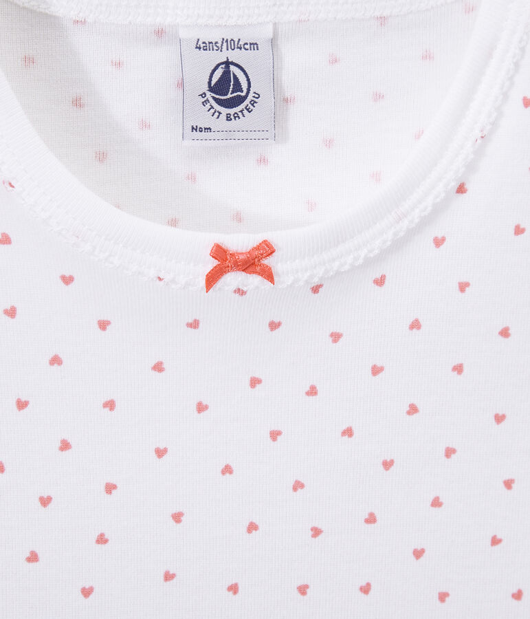 Camicia da notte bambina con stampa a cuori bianco ECUME/rosa ROSE