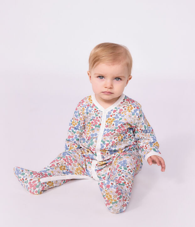 Pigiama in tubique con stampa a fiori neonata bianco/multicolore
