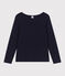 T-shirt Regular a maniche lunghe con scollo rotondo in jersey flammé donna blu SMOKING