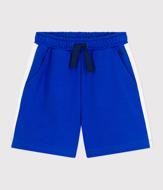 Bermuda corti in cotone tinta unita bambino blu PERSE