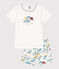 Pigiama corto esploratore in cotone bambino unisex bianco MARSHMALLOW/bianco MULTICO