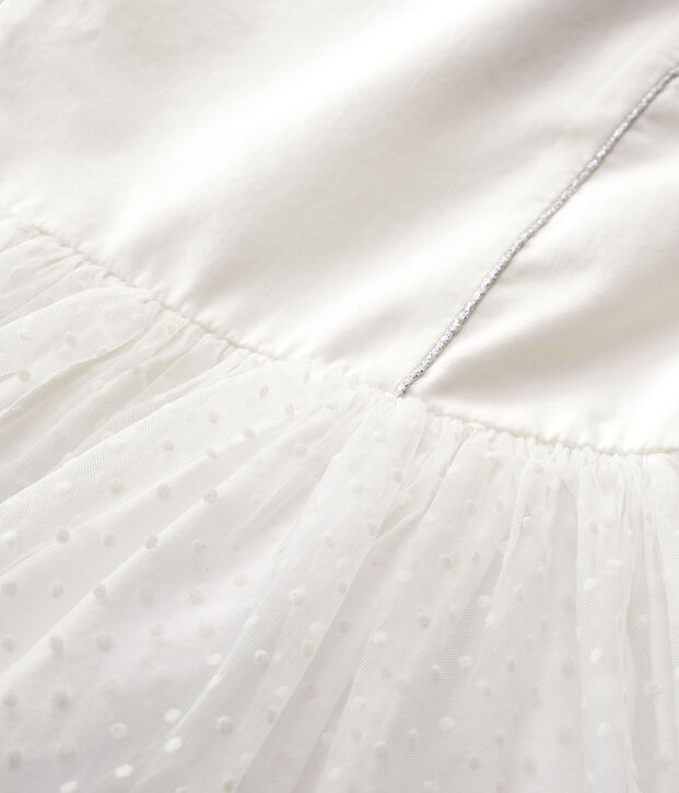 Abito da cerimonia in raso e tulle bambina bianco