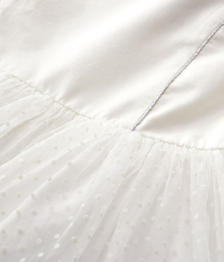 Abito da cerimonia in raso e tulle bambina bianco