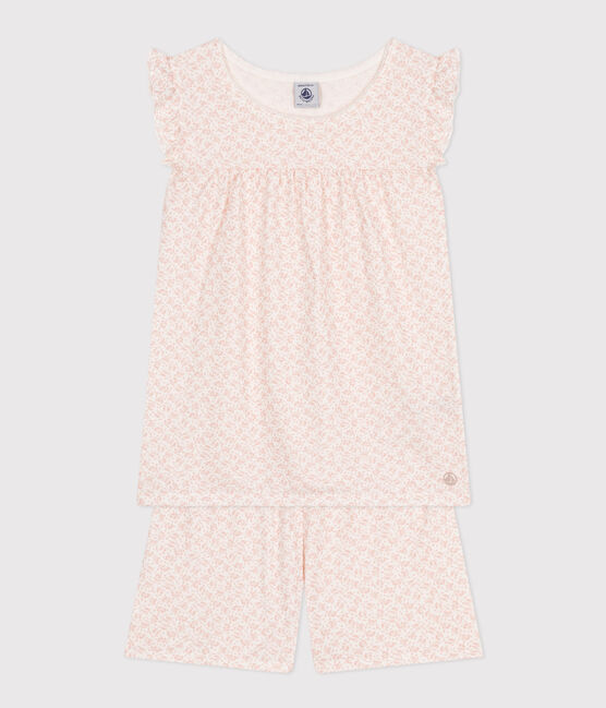 Pigiama short fantasia a fiori in cotone bambino MARSHMALLOW/ PANTY