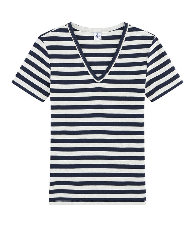 T-shirt iconica donna blu/grigio