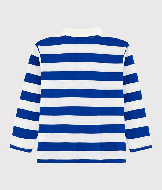 Polo a manica lunga in jersey bambino blu SURF/bianco MARSHMALLOW