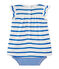 Abito body per bebé femmina rigato bianco MARSHMALLOW/blu PERSE