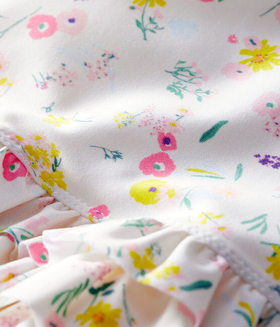 Costume da bagno intero ecoresponsabile bimba bianco MARSHMALLOW/bianco MULTICO