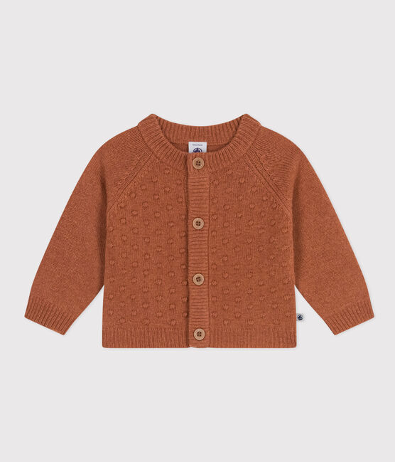 Cardigan in tricot di lana e nylon riciclato bebè  marrone ECUREUIL