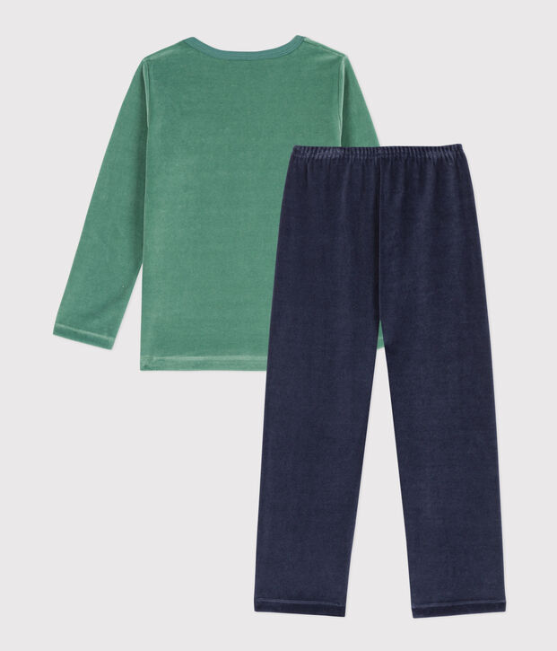 Pigiama bambino in ciniglia verde/multicolore