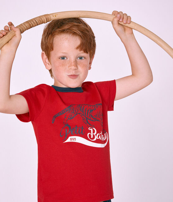 T-shirt bambino maniche corte rosso TERKUIT
