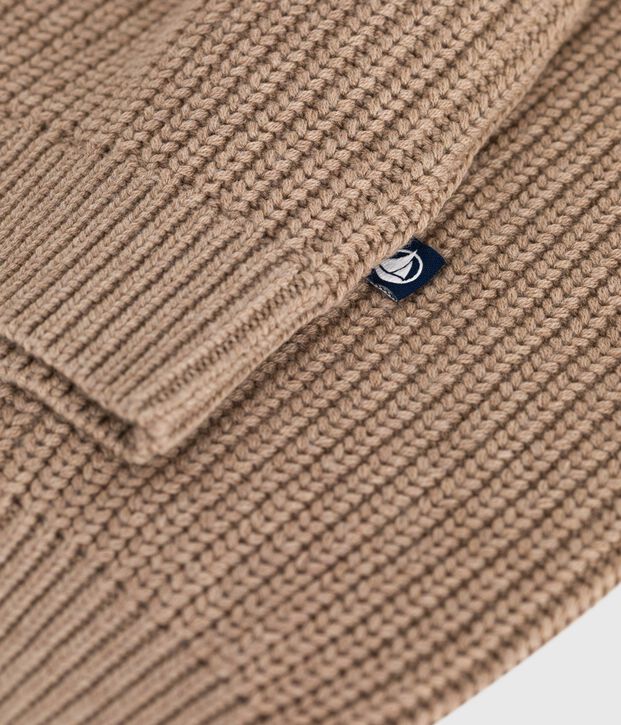 Cardigan in misto lana e cotone tinta unita donna marrone