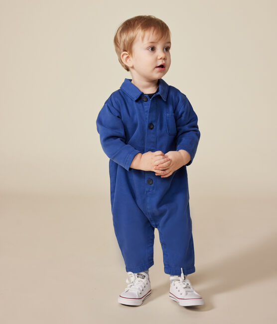 Tutina lunga in cotone lyocell per bebè blu INCOGNITO