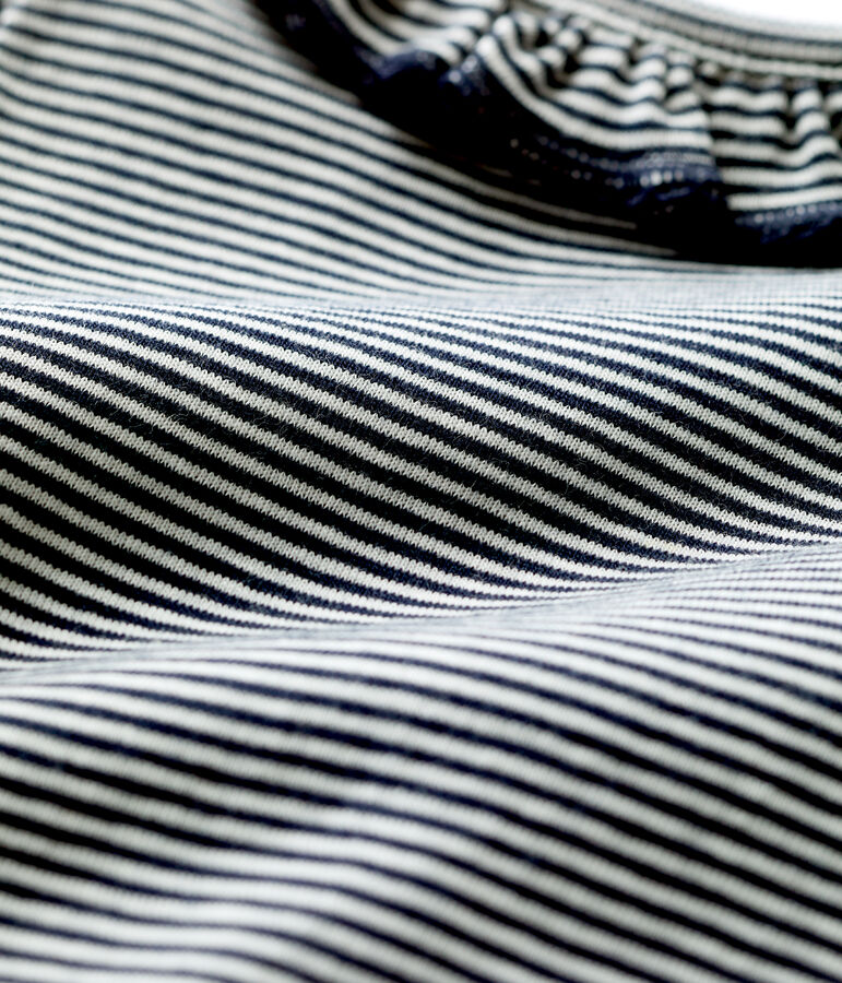 Body con collo millerighe in cotone biologico beb&egrave; blu/bianco