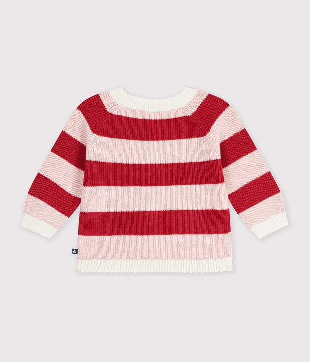 Cardigan in cotone a righe neonato rosa/rosa