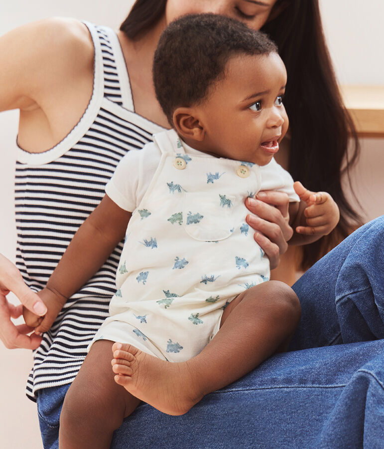 Set salopette e body in cotone con animali stampati neonato bianco/multicolore