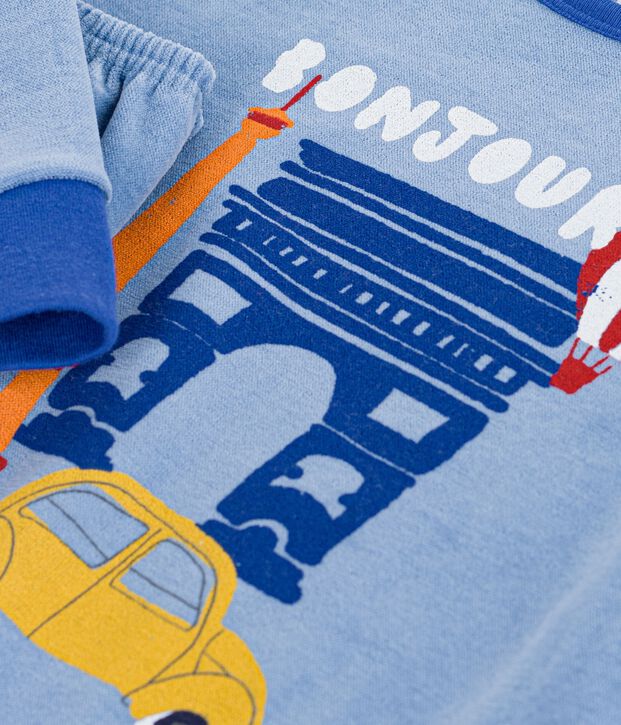 Pigiama in ciniglia con motivo Parigi bambino blu