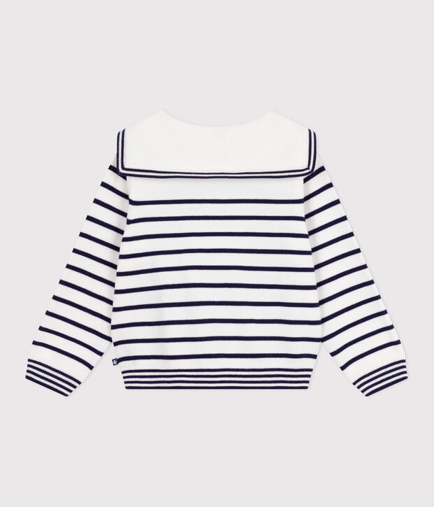 Pullover marinaro in cotone a righe bambino blu/blu