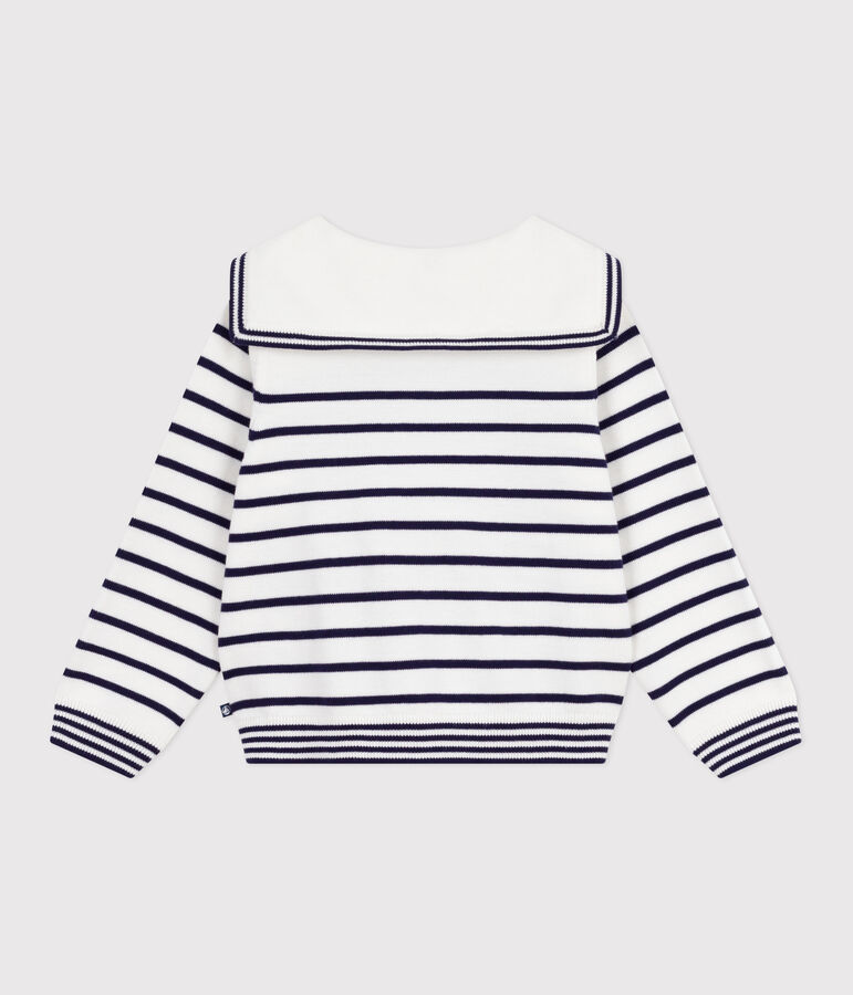 Pullover marinaro in cotone a righe bambino blu MARSHMALLOW/ SOIR