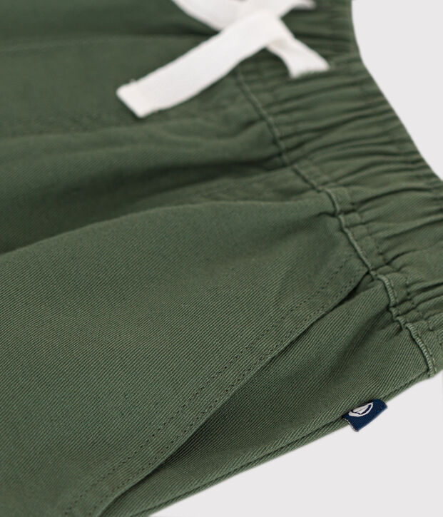 Shorts in twill di cotone e lino bambino verde