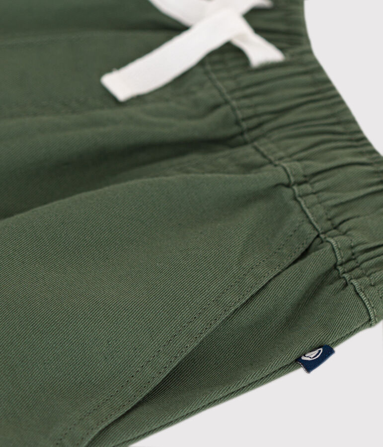 Shorts in twill di cotone e lino bambino verde