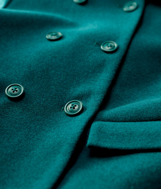 Cappotto bambina in drap di lana verde PINEDE