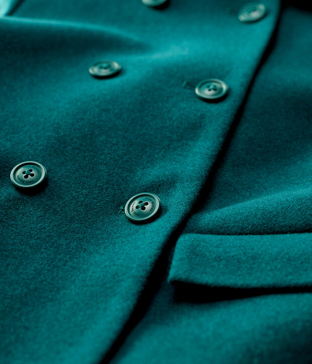 Cappotto bambina in drap di lana verde