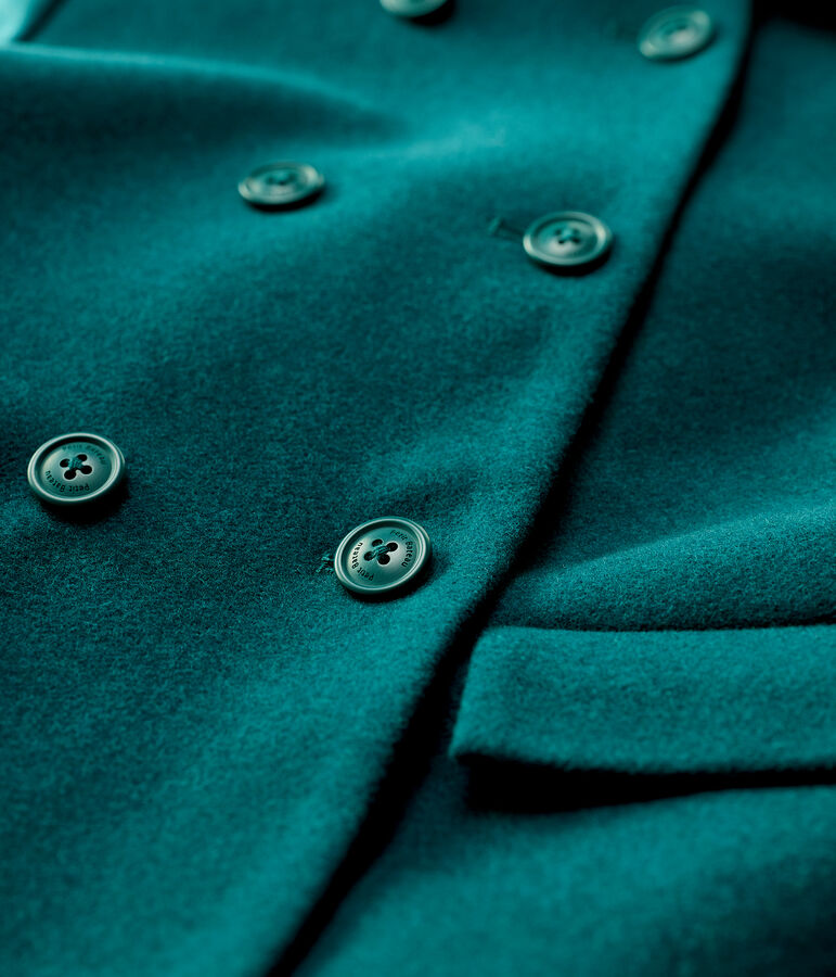 Cappotto bambina in drap di lana verde