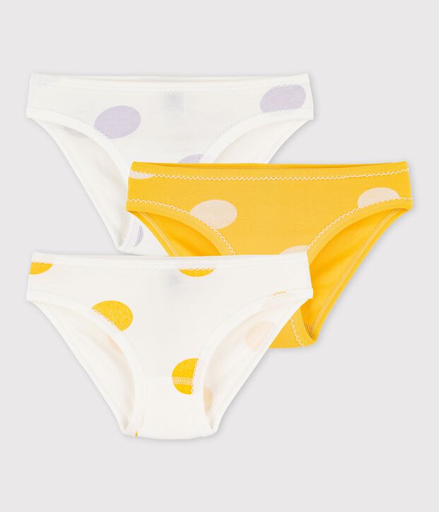 Confezione da 3 slip bambina a pois in cotone multicolore