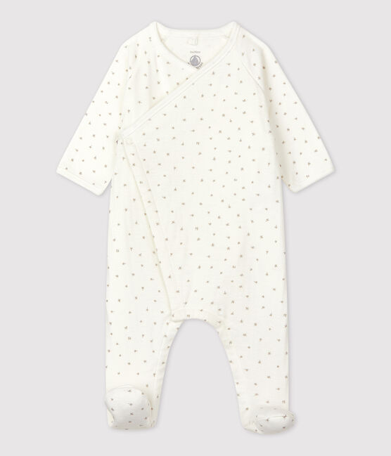 Tutina pigiama bebè in cotone biologico bianco MARSHMALLOW/bianco MULTICO