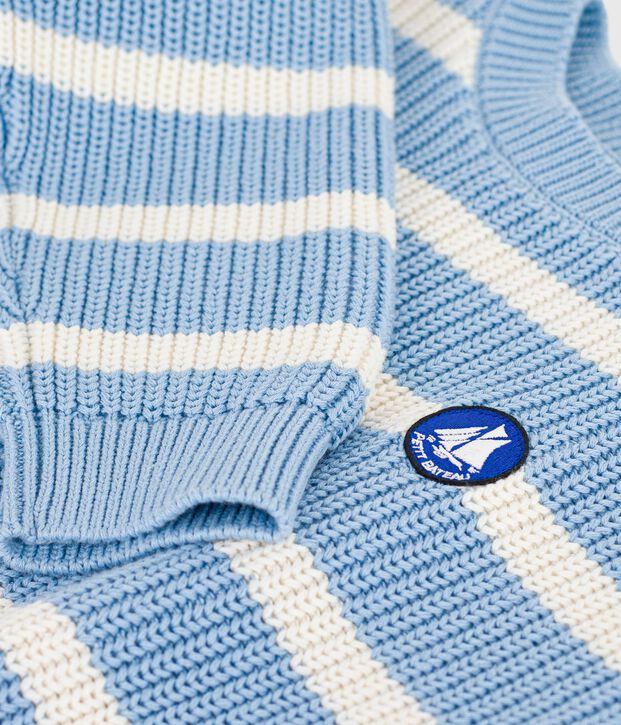 Pullover in maglia bambino blu/ecru