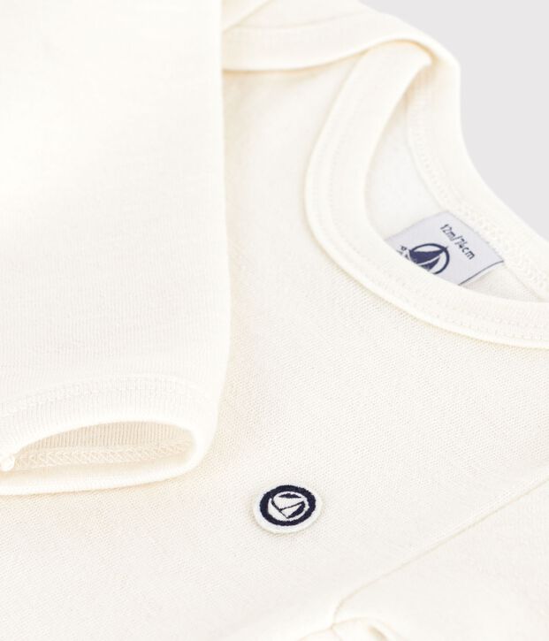 Body lungo in lana e cotone neonato beige