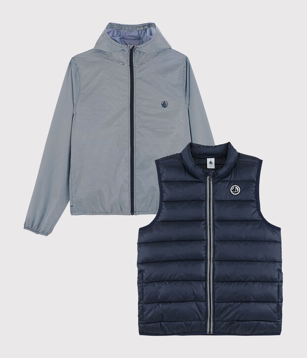 Giacca a vento 3 in 1 riciclata Donna blu/bianco