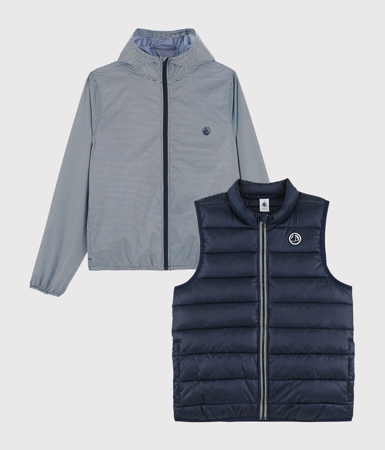 Giacca a vento 3 in 1 riciclata Donna blu/bianco