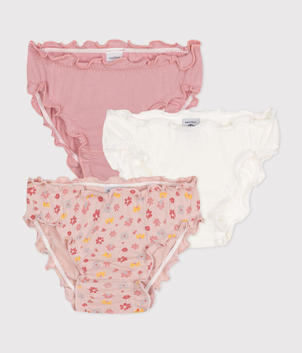 Confezione da 3 slip con arricciature in cotone bambino multicolore