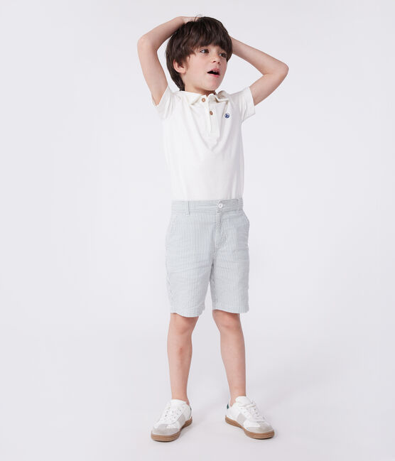 Polo a maniche corte in cotone tinta unita bambino bianco MARSHMALLOW