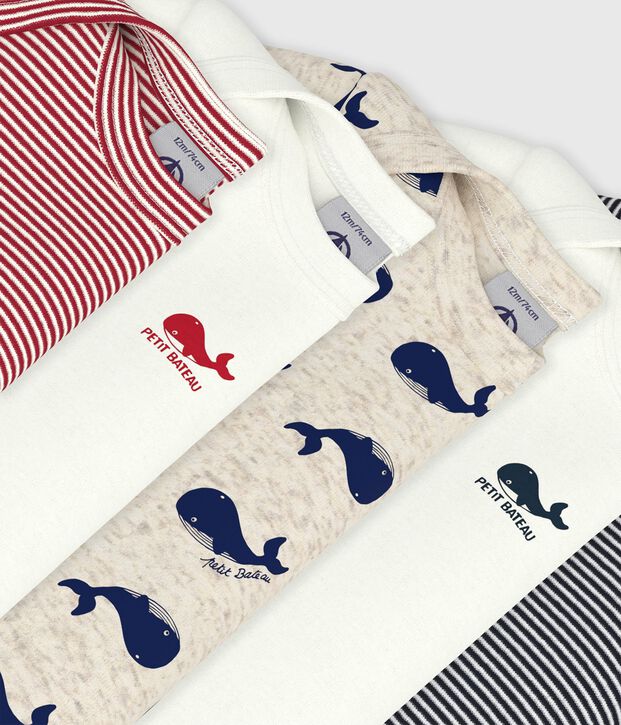 Set di body a maniche corte in cotone con balena stampata neonato multicolore