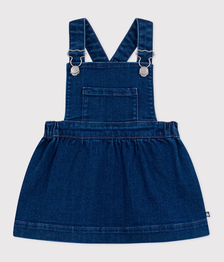 Abito salopette in denim neonata blu