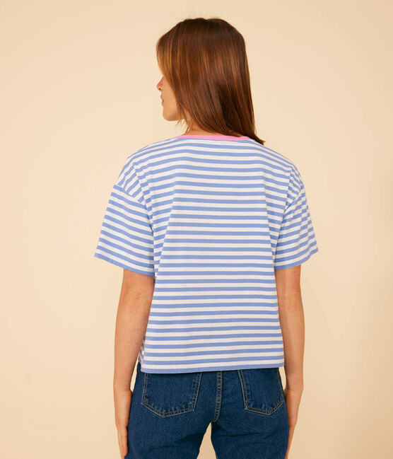 T-shirt LE BOXY in cotone rigato donna GAULOISE/ MARSHMALLOW