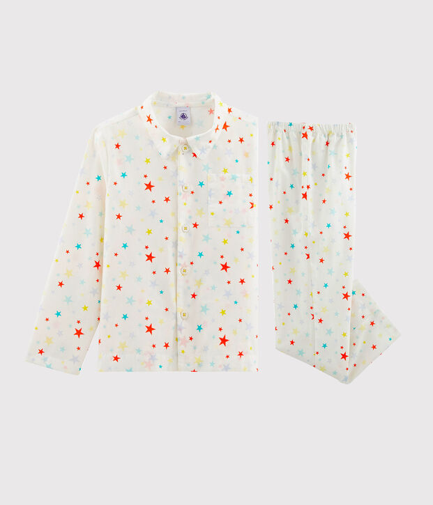 Pigiama bambino in twill bianco/multicolore