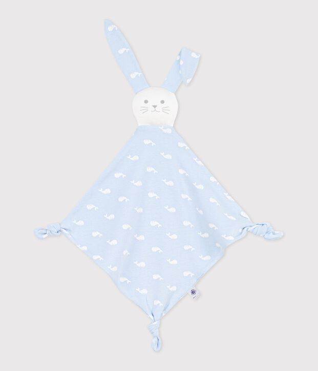 Doudou in cotone con balena stampata neonato blu/bianco