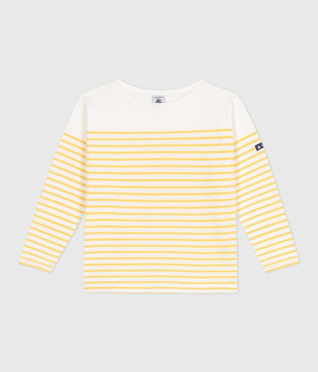 Marini&egrave;re a maniche lunghe in cotone bambino bianco/giallo