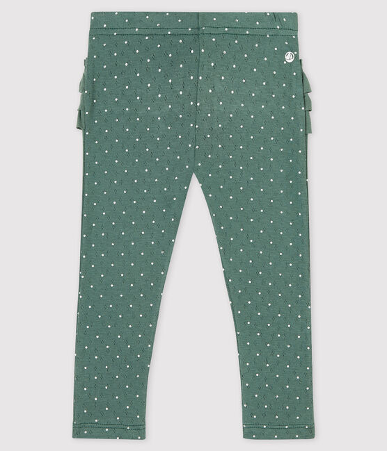 Leggins fantasia in cotone bebè femmina verde VALLEE/bianco MARSHMALLOW