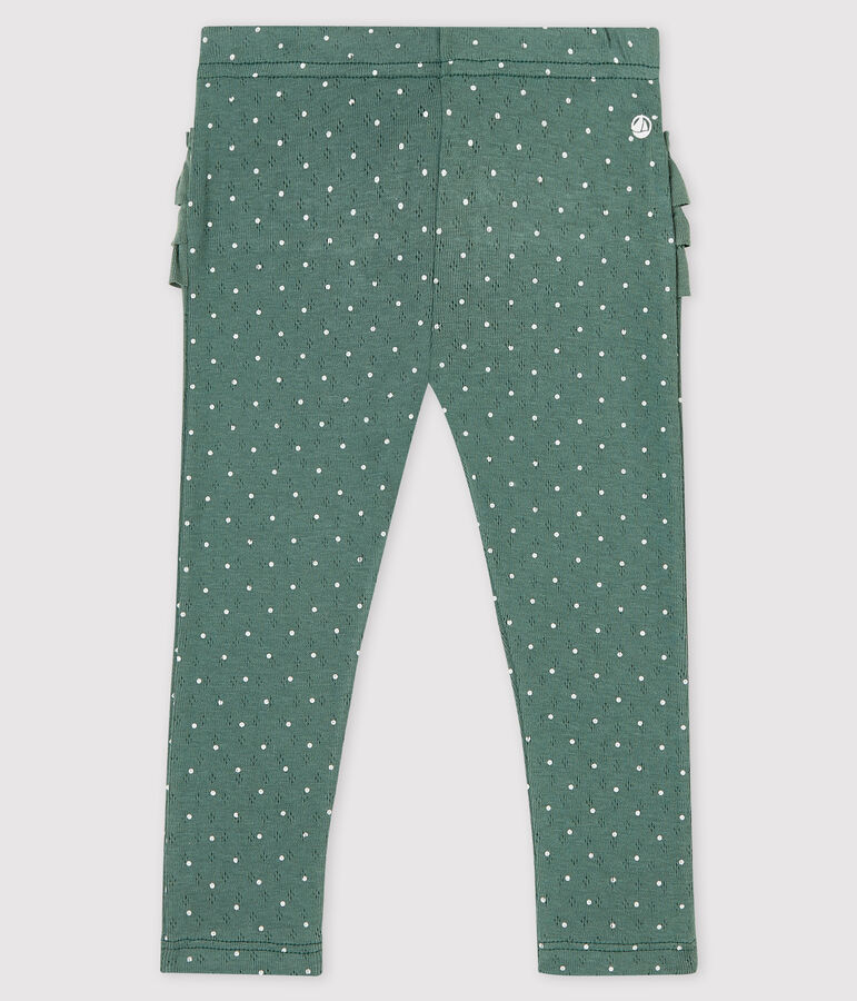 Leggins fantasia in cotone beb&egrave; femmina verde/bianco