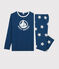 Pigiama a stelle unisex a costine blu MAJOR/bianco ECUME
