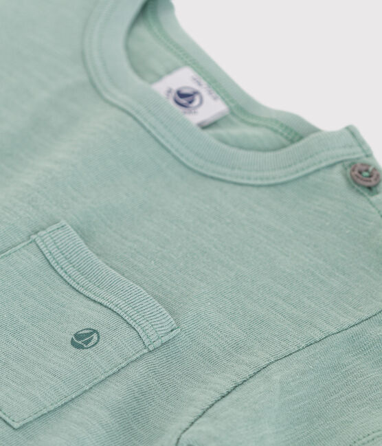 T-shirt a maniche corte in cotone tinta unita neonato verde PAUL