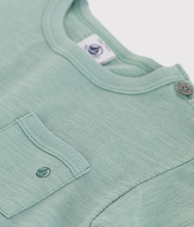 T-shirt a maniche corte in cotone tinta unita neonato verde