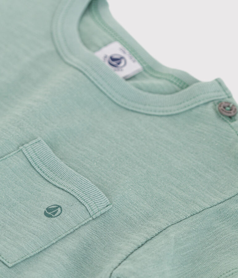 T-shirt a maniche corte in cotone tinta unita neonato verde